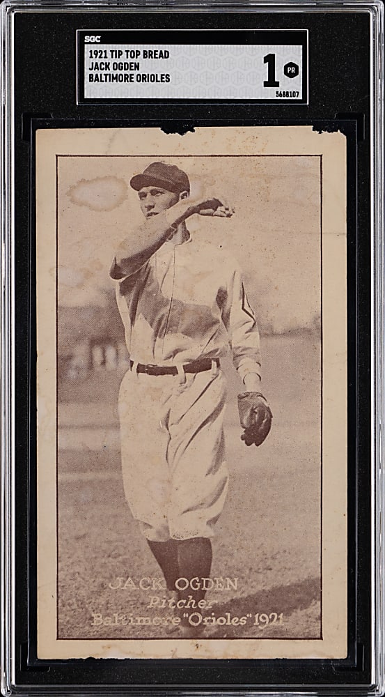 1921 Tip Top Bread Baltimore Orioles Jack Ogden SGC POOR 1 - Newly Discovered!