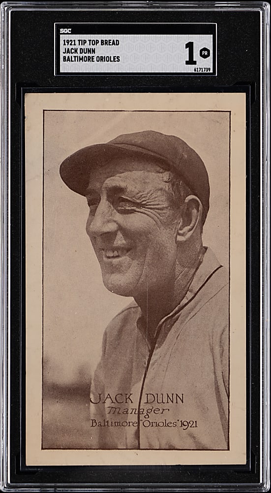 1921 Tip Top Bread Baltimore Orioles Jack Dunn SGC POOR 1 - Newly Discovered!