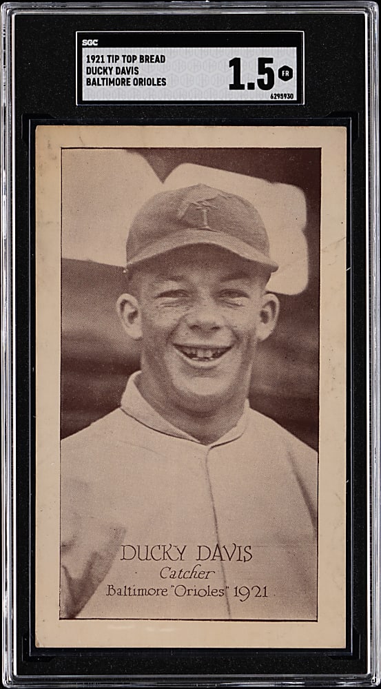 1921 Tip Top Bread Baltimore Orioles Ducky Davis SGC FAIR 1.5 - Newly Discovered!