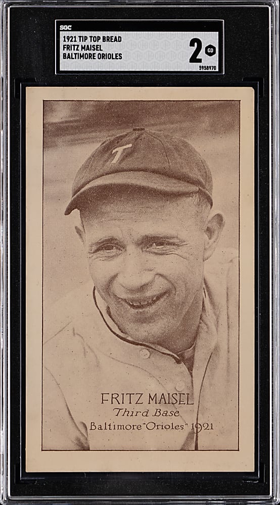 1921 Tip Top Bread Baltimore Orioles Fritz Maisel SGC GOOD 2 - Newly Discovered!