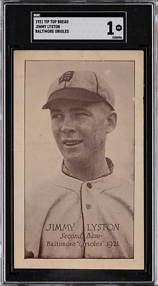 1921 Tip Top Bread Baltimore Orioles Jimmy Lyston SGC POOR 1 - Newly Discovered!