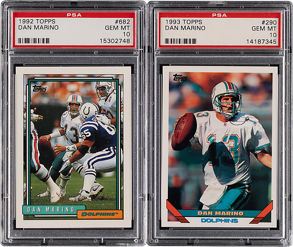 1992 & 1993 Topps Football Dan Marino PSA GEM MINT 10 Graded Pair
