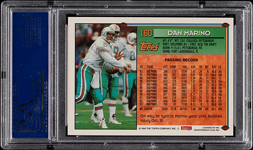1994 Topps Football #160 Dan Marino PSA GEM MINT 10
