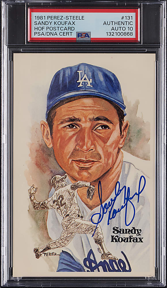 1981 Perez-Steele Hall of Fame Postcard #131 Sandy Koufax Signed with PSA/DNA Auto 10 Grade!