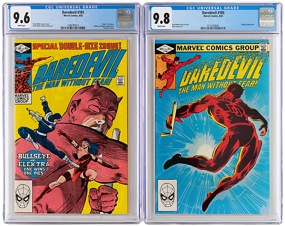 1982-1998 Marvel Daredevil CGC Graded Comic Books (4) with #181 Death of Elektra 9.6