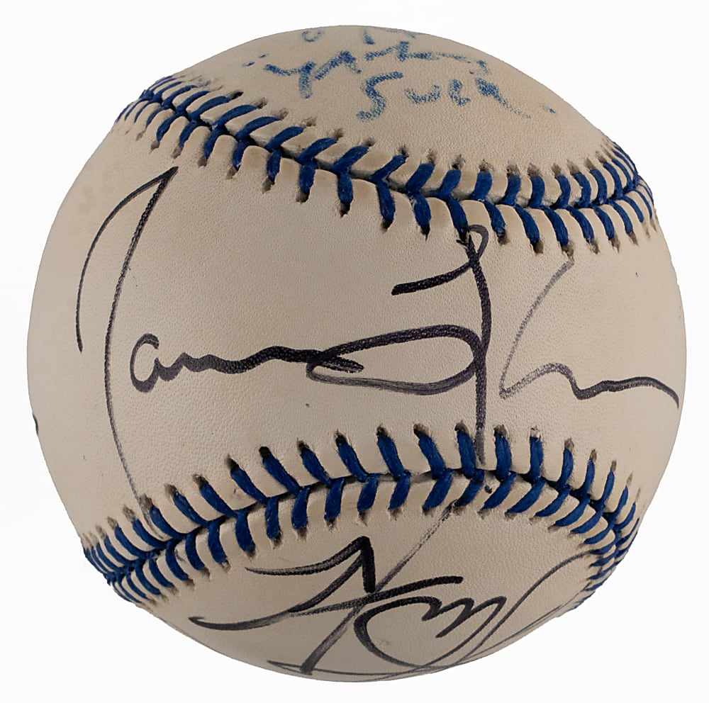 Multi-Signed Boston Celebrity Baseball with (7) Signatures Including Ben Affleck, James Taylor, Steven Tyler & Mark Wahlberg - JSA COA