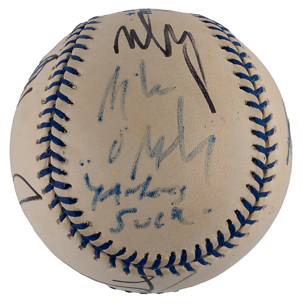 Multi-Signed Boston Celebrity Baseball with (7) Signatures Including Ben Affleck, James Taylor, Steven Tyler & Mark Wahlberg - JSA COA