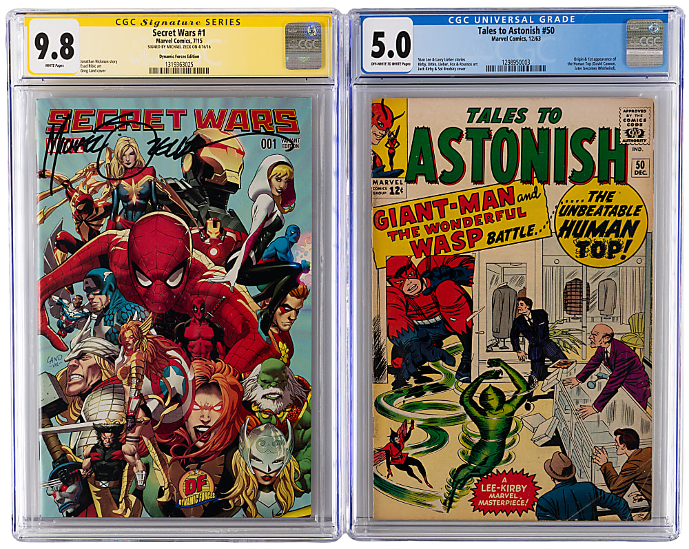 1963-2015 Marvel Super-Hero CGC Graded Comic Books (8) with 2015 Secret Wars #1 9.8 Signed by Mike Zeck