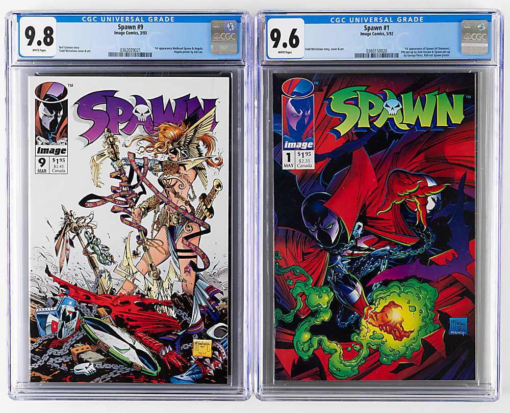 1992-2016 Independent Comics CGC Graded Collection (9) with Spawn #1 9.6 & Walking Dead #1 Reprint 9.9 Signed by Clay Mann