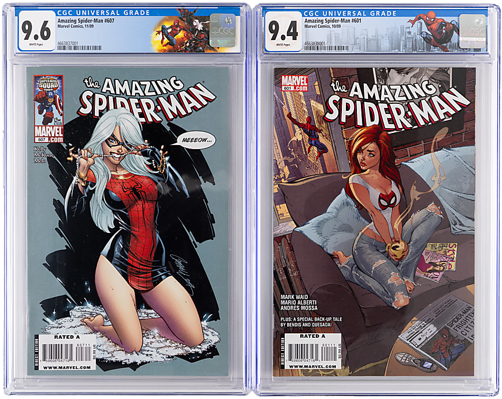 2009 The Amazing Spiderman CGC Graded Comics (2) with #601 Mary Jane Cover 9.4 & #607 Black Cat Cover 9.6
