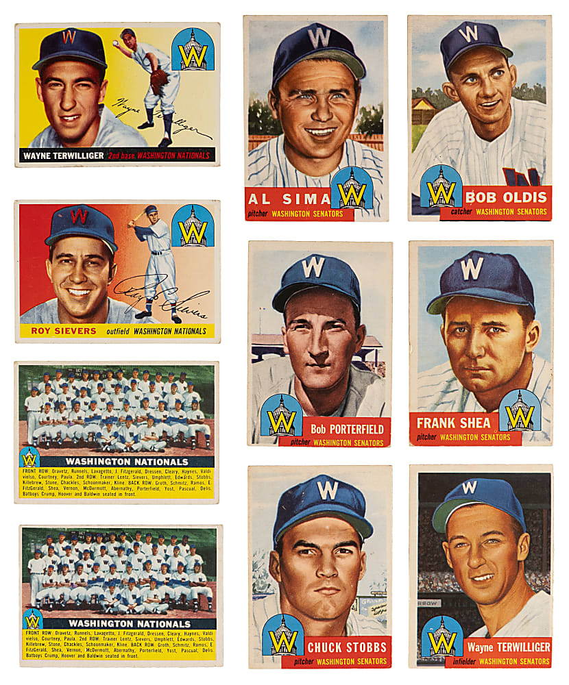 1953-1969 Topps Washington Senators Collection (190) with 1955 Topps Harmon Killebrew Rookie SGC VG/EX+ 4.5