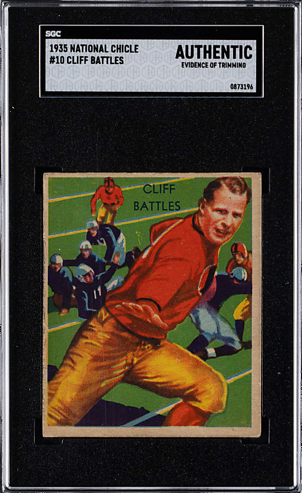 1935 National Chicle Football #10 Cliff Battles SGC Authentic