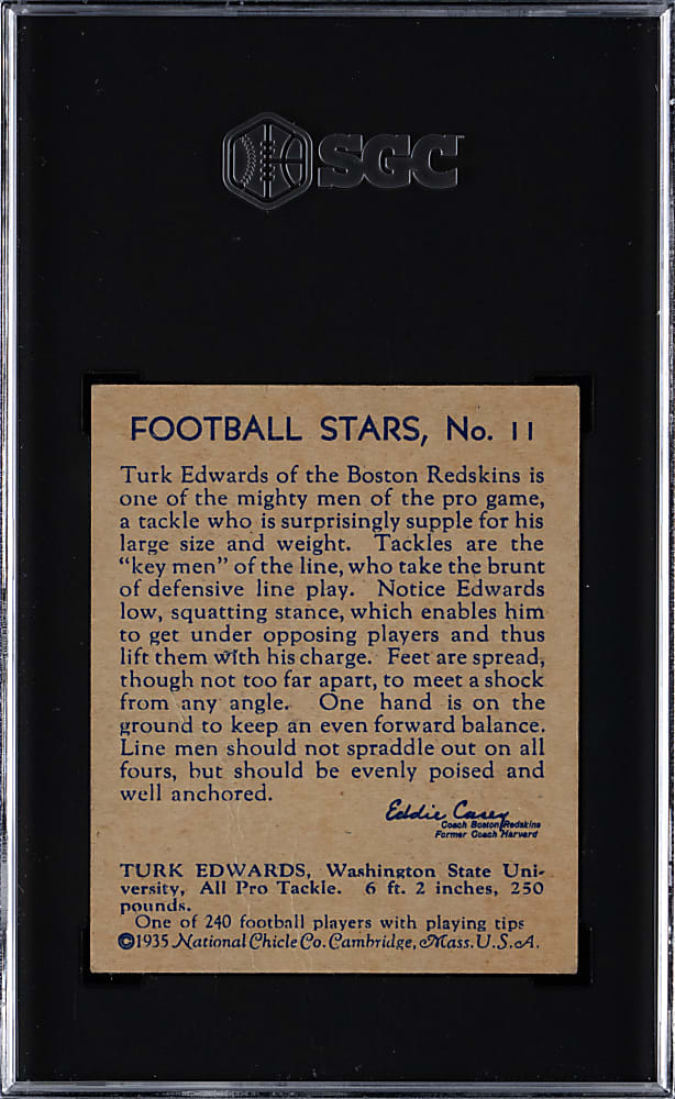 1935 National Chicle Football #11 Turk Edwards SGC GOOD+ 2.5
