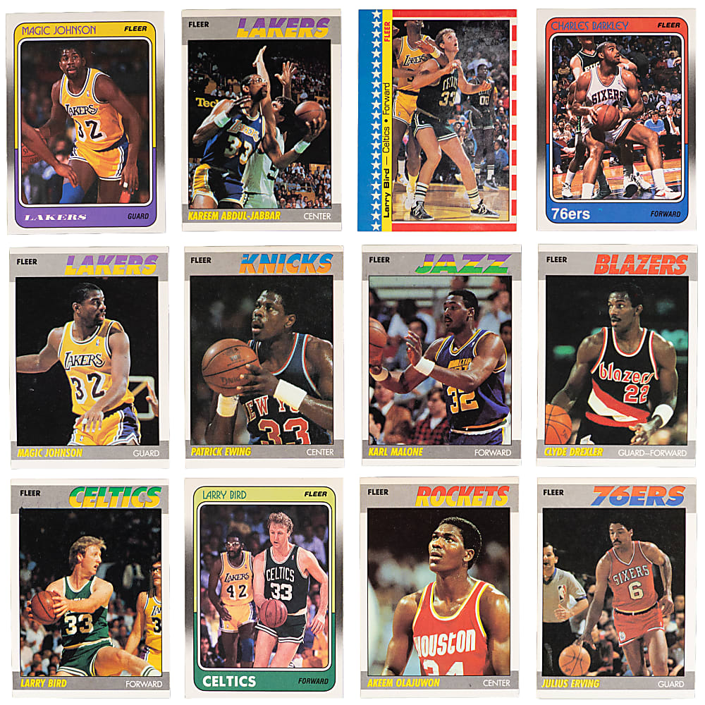 1987-1988 & 1988-1989 Fleer Basketball Complete/Near Set Pair with Stickers & PSA MINT 9 1988-1989 Jordan