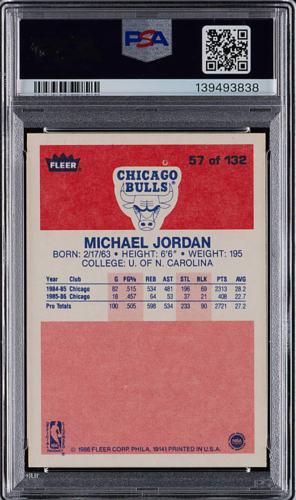 1986-1987 Fleer Basketball #57 Michael Jordan Rookie PSA EX 5