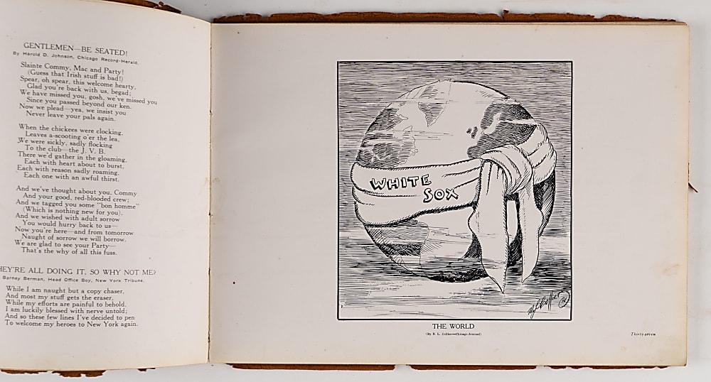 1913-1914 "The Home Coming" Chicago White Sox/New York Giants World Tour Leather Bound Commemorative Book - Given to Cartoonist Nate Collier