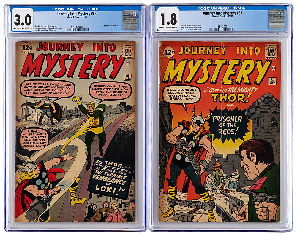 1962-1963 Marvel Journey Into Mystery (2) Issues with #87 CGC 1.8 & #88 Second Appearance of Loki CGC 3.0