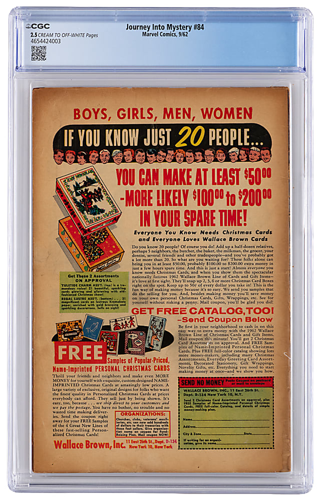 1962 Marvel Journey Into Mystery #84 Second Appearance of Thor, First Jane Foster - CGC 2.5