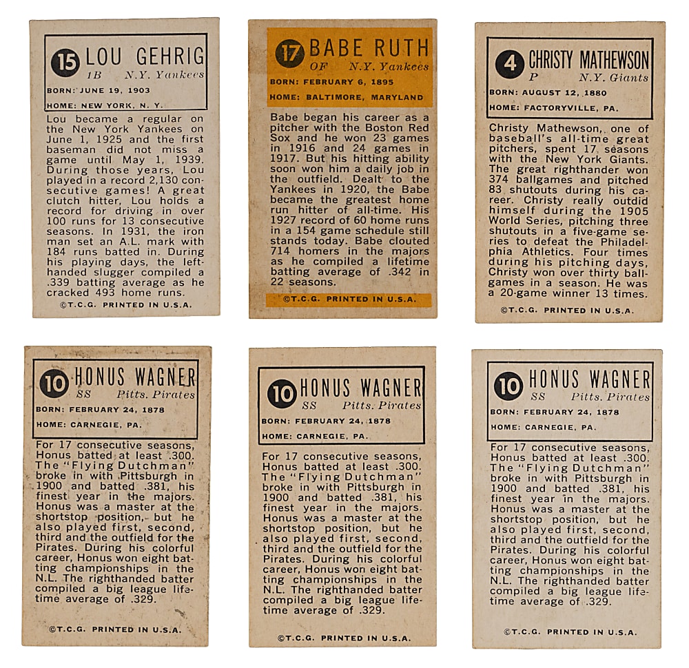 1963 Bazooka All-Time Greats Collection (20) with (3) Wagner, Gehrig & Ruth