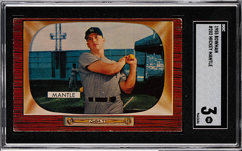 1955 Bowman #202 Mickey Mantle SGC VG 3