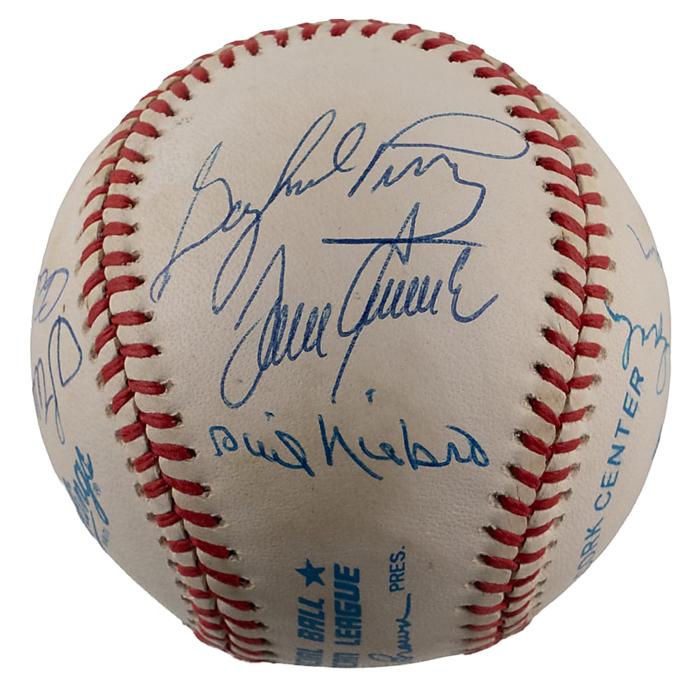 300 Win Club Multi-Signed OAL/Brown Baseball with (12) Signatures - Full JSA LOA