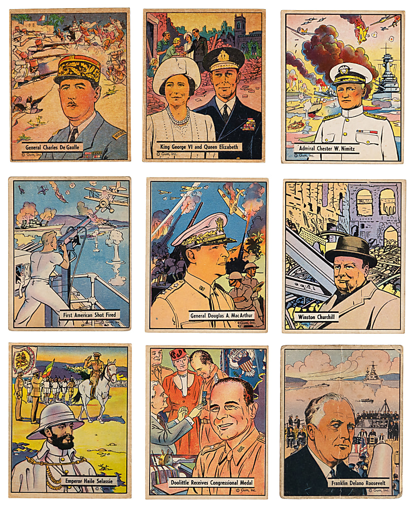 1941 R164 Gum Inc. War Gum Near Complete Set (104/132) with Tougher High Number (#85-108) Near Set (23/24)