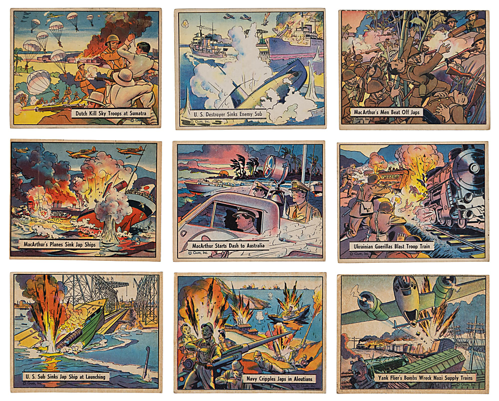 1941 R164 Gum Inc. War Gum Near Complete Set (104/132) with Tougher High Number (#85-108) Near Set (23/24)