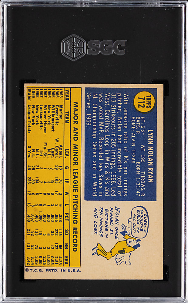 1970 Topps #712 Nolan Ryan SGC EX+ 5.5