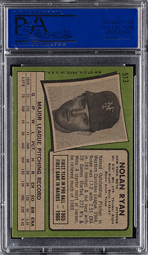 1971 Topps #513 Nolan Ryan PSA EX-MT 6