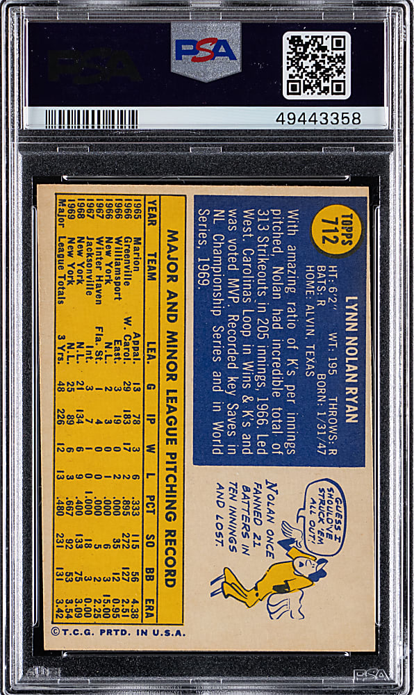 1970 Topps #712 Nolan Ryan PSA EX 5