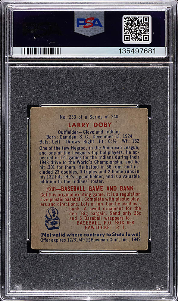 1949 Bowman #233 Larry Doby Rookie High Number PSA VG 3
