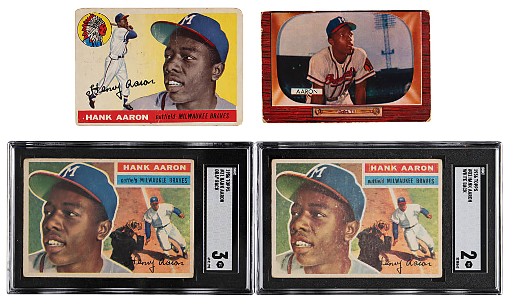 1939-1958 Hall of Fame & Star Collection (14) with (6) Hank Aaron Including 1956 Topps SGC Graded Gray & White Back Pair