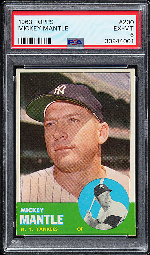 1963 Topps #200 Mickey Mantle PSA EX-MT 6