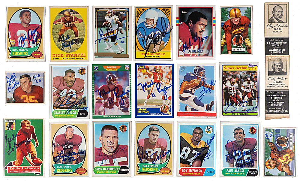Washington Redskins "80 Greatest" (Plus Otto Graham) Collection (38) with (26) Signed Including (3) Baugh (1 Signed) & (2) Graham Signed