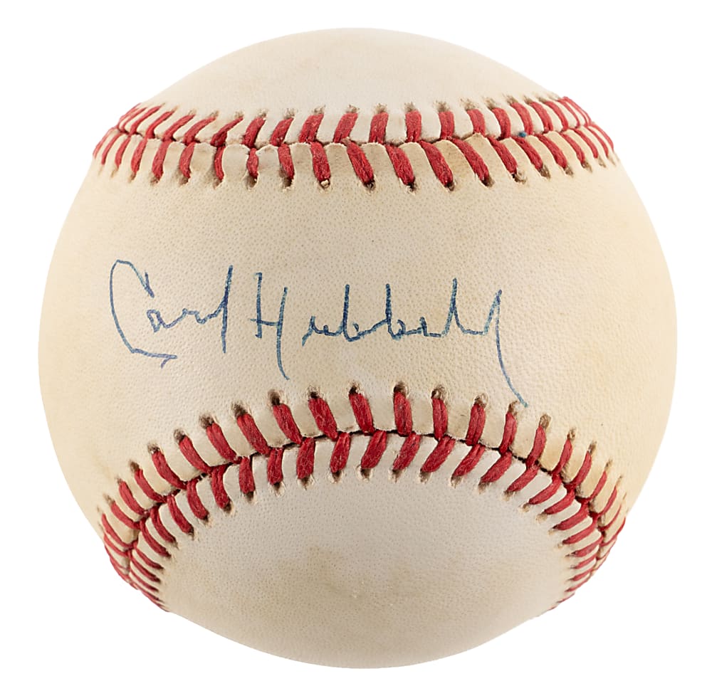 Carl Hubbell Single-Signed ONL/Feeney Baseball