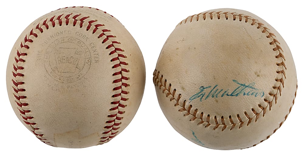 Multi/Single-Signed Baseball Pair with Hank Aaron & Joe DiMaggio