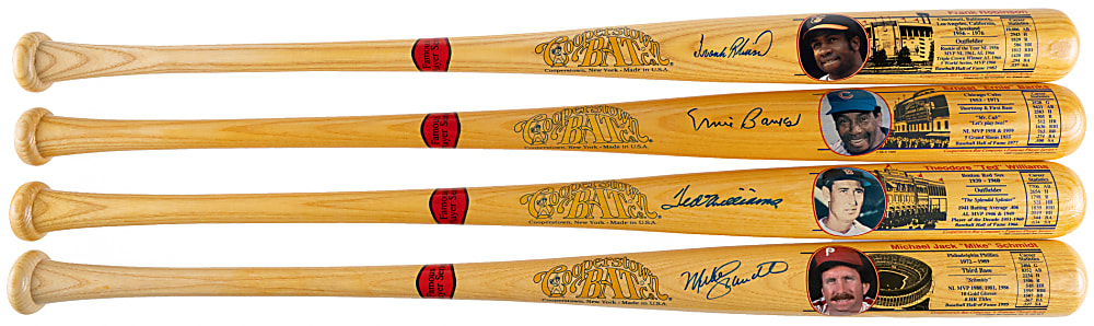 500 Home Run Club Signed Cooperstown Bat Quartet with Banks, F. Robinson, Schmidt & T. Williams
