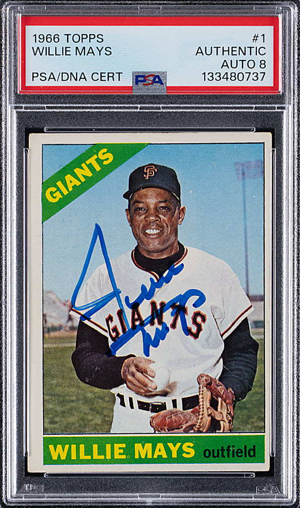 1966 Topps #1 Willie Mays Signed with PSA/DNA Auto 8 Grade