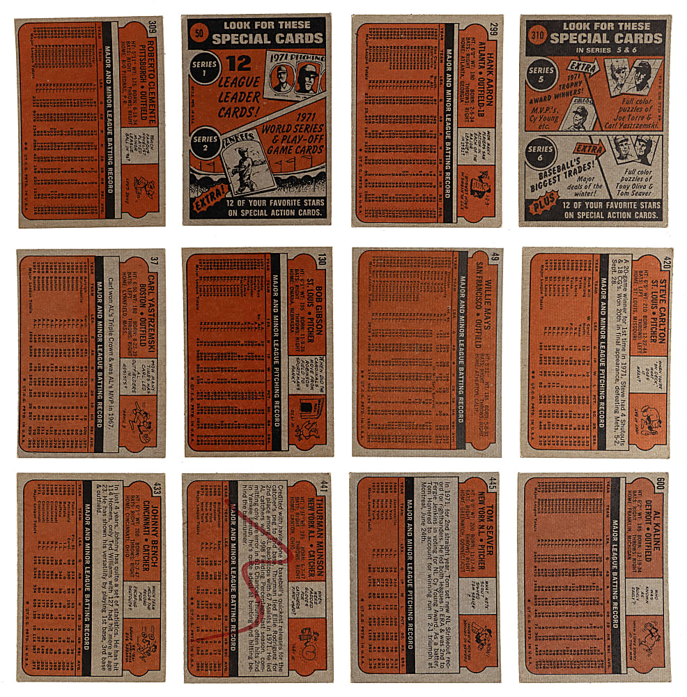 1972 Topps Partial Set (621/787) with Several Key Cards