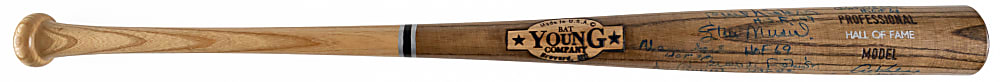 Multi-Signed Young Bat Co. Hall of Fame Bat with (9) Signatures - All with Hall of Fame Year Inscriptions