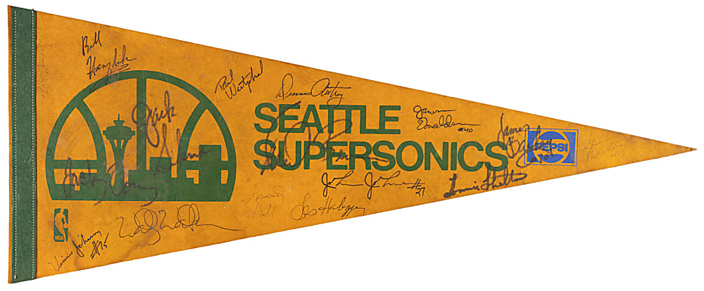 1980-1981 Seattle Supersonics Team-Signed Pennant with (15) Signatures Including Wilkens, Westphal & Sikma Plus Full JSA LOA