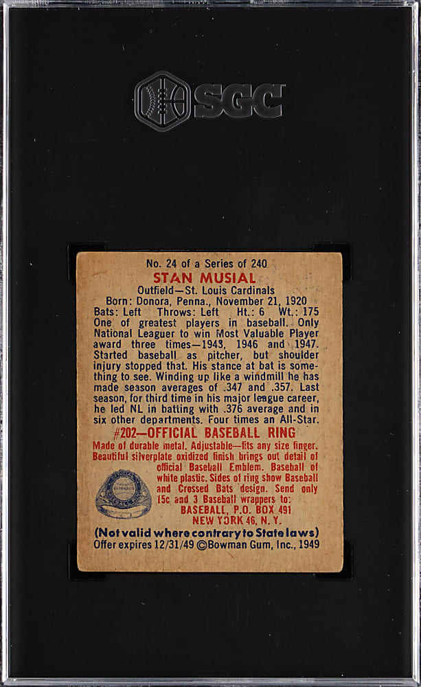 1949 Bowman #24 Stan Musial SGC EX 5