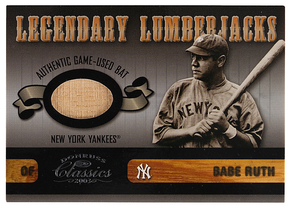 2003 Donruss Classics Legendary Lumberjacks #1 Babe Ruth Game-Used Bat Card #/100