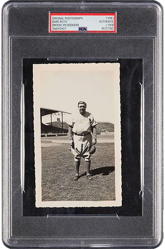 Circa 1938 Babe Ruth Brooklyn Dodgers Type I Original Photograph Pair with PSA Authentic Snapshot