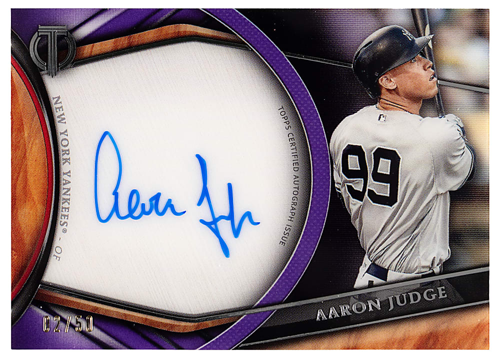 2018 Topps Tribute Aaron Judge Certified Autograph (Away Jersey) Pose Purple Parallel #/50