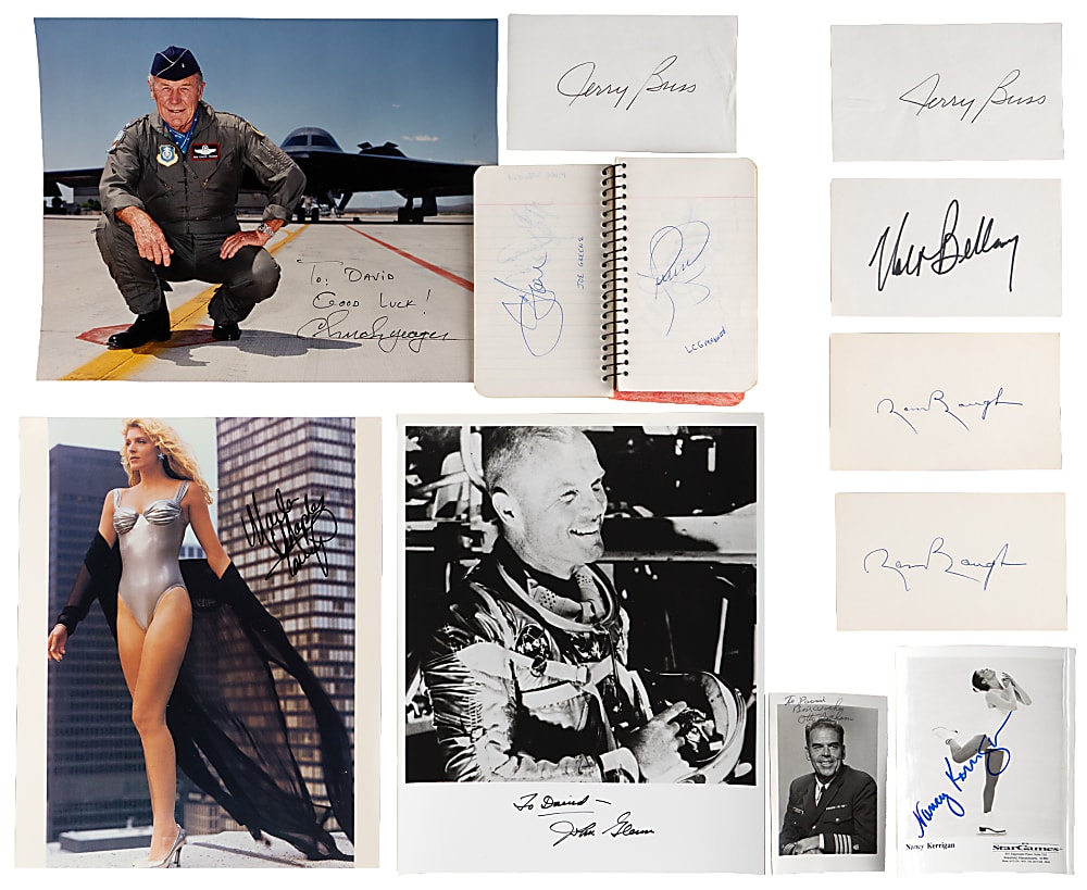 Balance of Autograph Collection (50+) with Sammy Baugh, Jerry Buss, Marla Maples Trump & 1970s Pittsburgh Steelers Auto Book