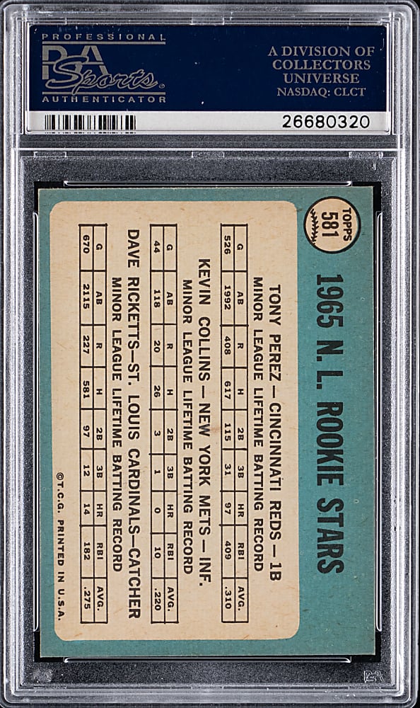 1965 Topps #581 Tony Perez Rookie PSA NM-MT+ 8.5