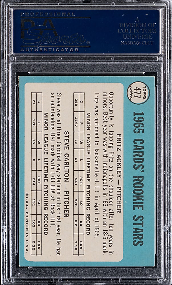 1965 Topps #477 Steve Carlton Rookie PSA NM-MT 8