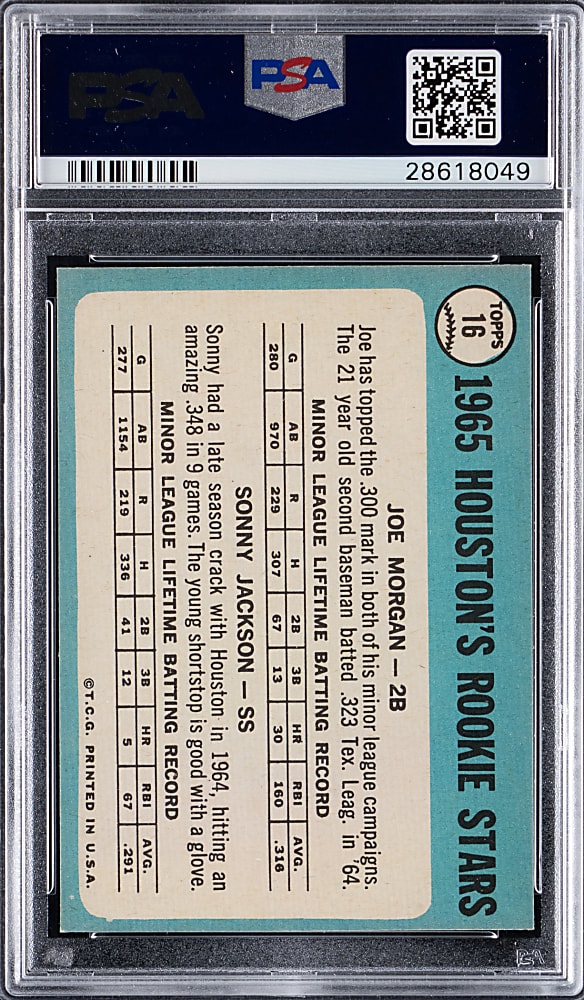 1965 Topps #16 Joe Morgan Rookie PSA NM-MT 8