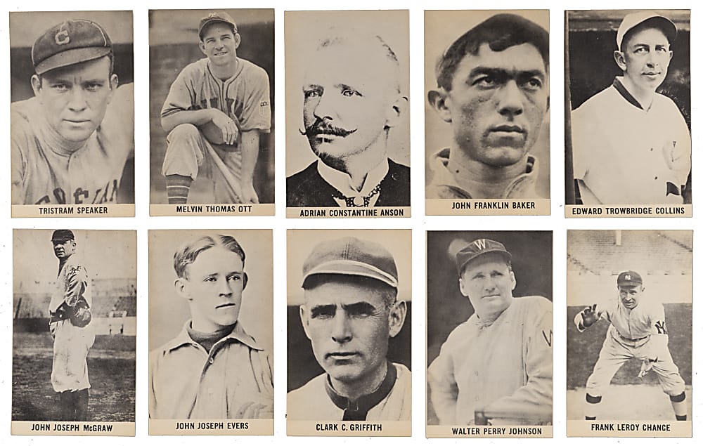 1961 Wrigley Field Hall of Fame Exhibits Complete Set (24) with (5) PSA Graded Including Cobb, Gehrig, Ruth & Wagner